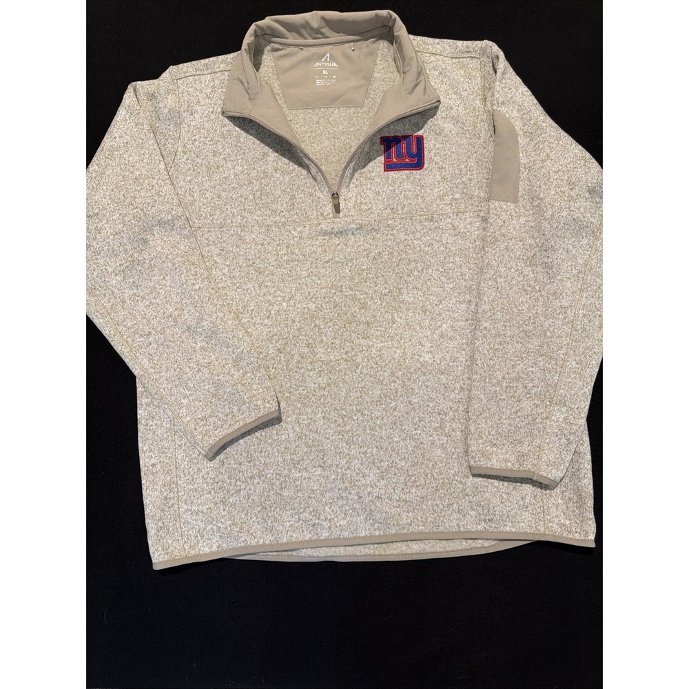 New York Giants Oatmeal Antiqua Pullover 1/4 Zip Mens Size XL
